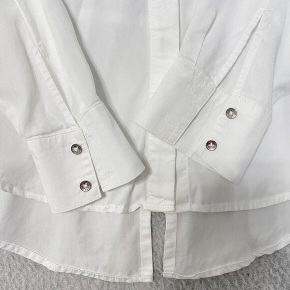 Calvin Klein Women Solid Button-Down Split-Back Shirt Size S/P Lyocell - Picture 8 of 14
